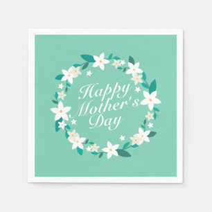 Elegant Mother's Day Floral Wreath   Napkin