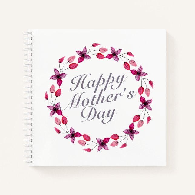 Elegant Mother's Day Floral Wreath | Notebook (Front)