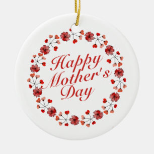 Elegant Mother's Day Floral Wreath   Ornament