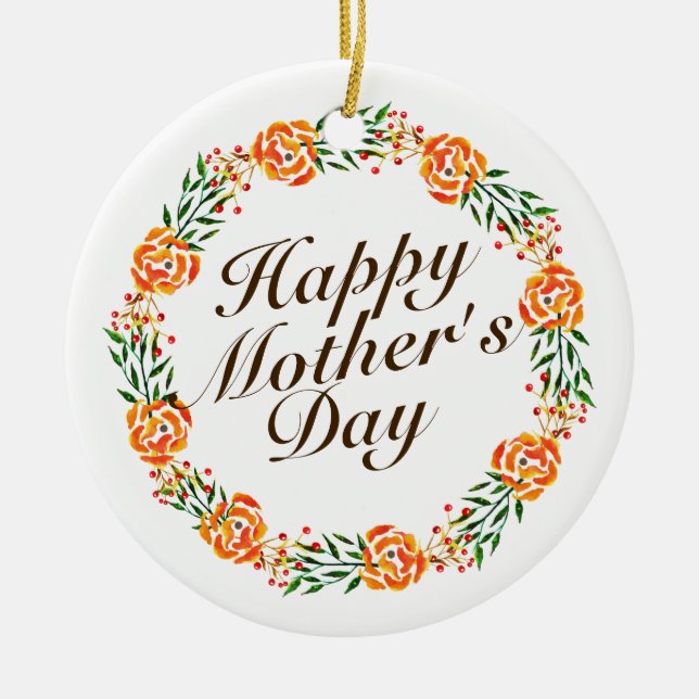 Elegant Mother's Day Floral Wreath | Ornament (Front)