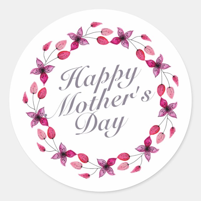 Elegant Mother's Day Floral Wreath | Sticker (Front)