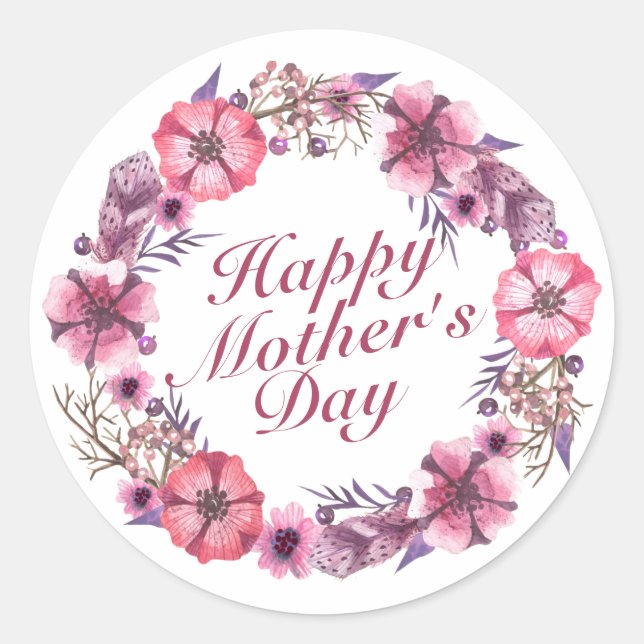 Elegant Mother's Day Floral Wreath Sticker (Front)