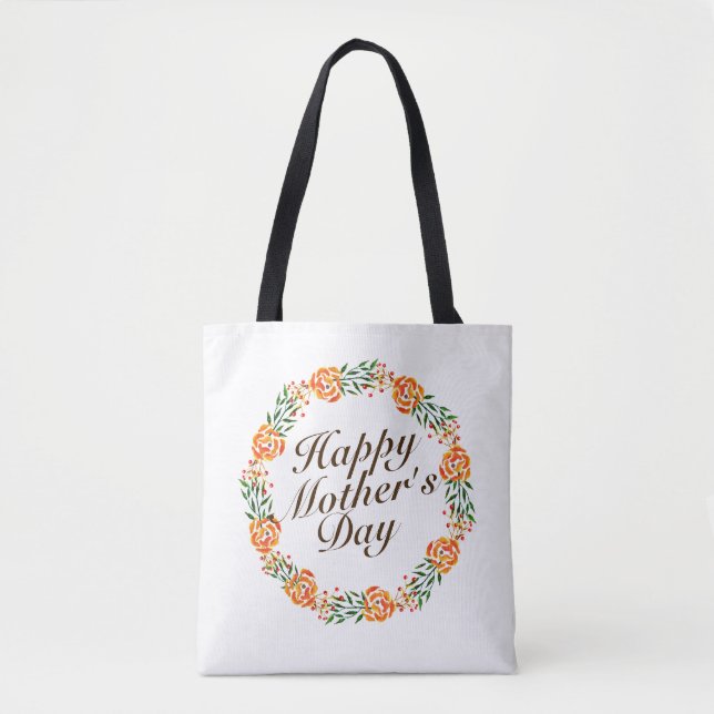 Elegant Mother's Day Floral Wreath | Tote Bag (Front)