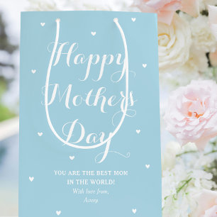 Elegant Mother's Day Personalised Name Blue Medium Gift Bag