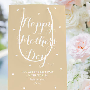 Elegant Mother's Day Personalised Name Pale Gold Medium Gift Bag
