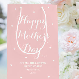 Elegant Mother's Day Personalised Name Pink Medium Gift Bag