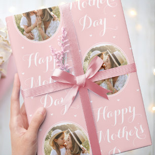 Elegant Mother's Day Personalised Photo Pink Wrapping Paper