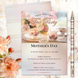 Elegant Mothers Day Tea Party Invitation