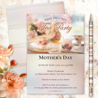 Elegant Mothers Day Tea Party Invitation