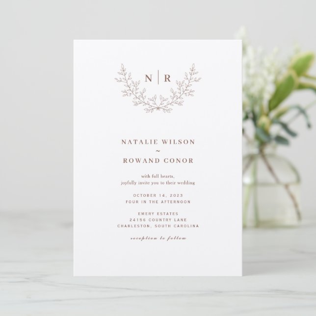 Elegant motif wedding invitation (Standing Front)