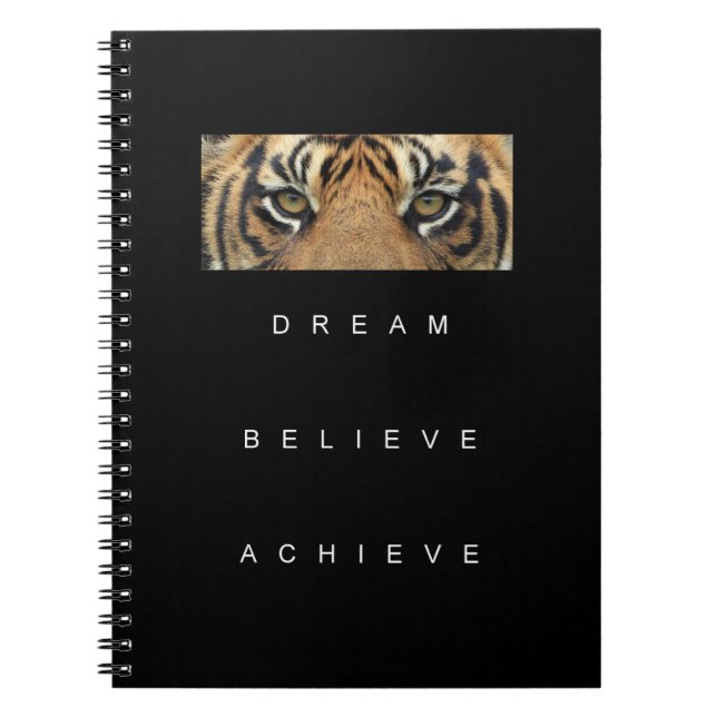 Elegant Motivational Self Improvement Quote Tiger Notebook (Front)