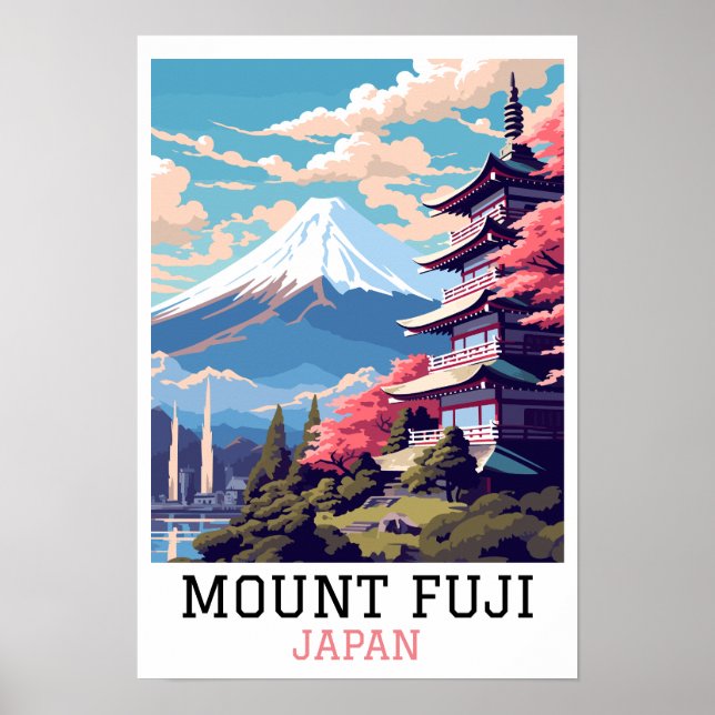 Elegant Mount Fuji Japan Travel Art Poster (Front)