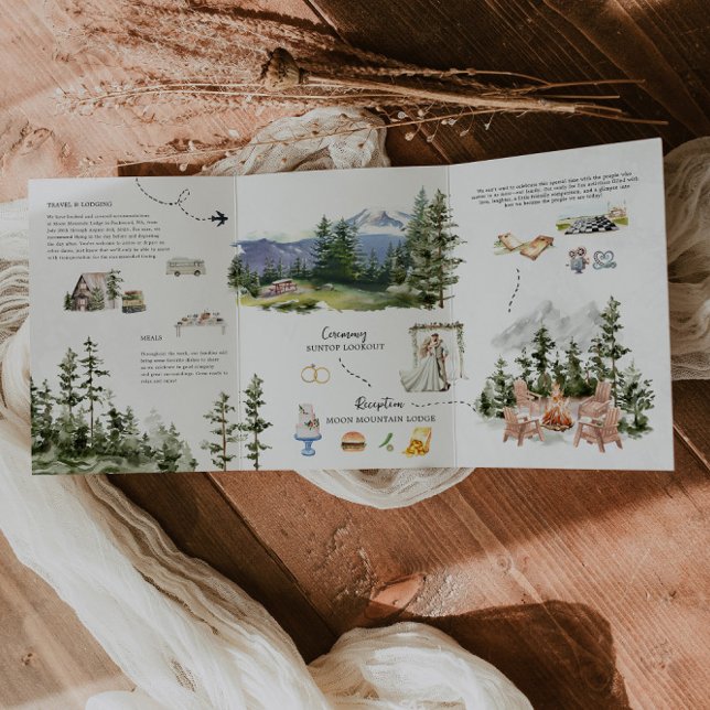 Elegant Mount Rainier Wedding Tri-Fold Invitation (Creator Uploaded)