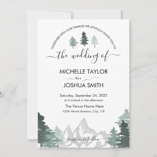 Elegant Mountain Forest Rustic Destination Invitat Invitation (Front)