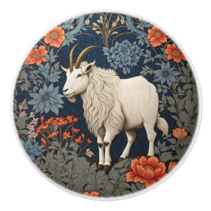 Elegant Mountain Goat William Morris Inspired Ceramic Knob