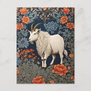 Elegant Mountain Goat William Morris Inspired Postcard