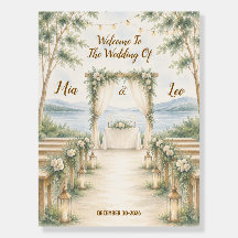 Elegant Mountain Lake Wedding Welcome Sign