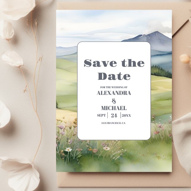 Elegant Mountain Meadow Wedding Save The Date (Creator Uploaded)