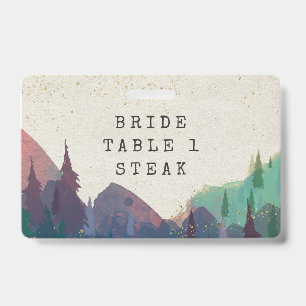 Elegant Mountain Wedding Entree Choice Badge ID Badge