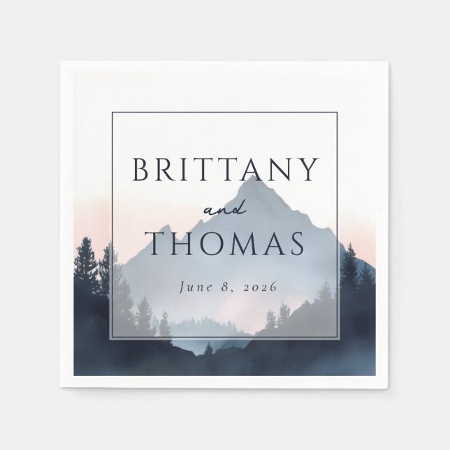 Elegant Mountain Wedding Invitation Napkin (Front)