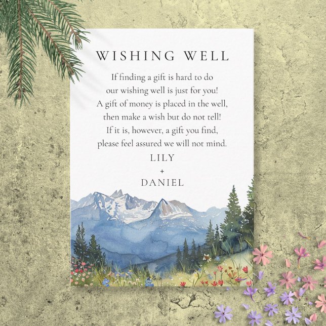 Elegant Mountain Wildflower Wedding Wishing Well Enclosure Card (Elegant Mountain Wildflower Wedding Wishing Well Enclosure Card)
