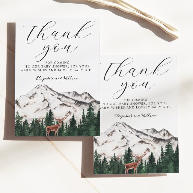 Elegant Mountains Deer Baby Shower Thank You (Creator Uploaded)
