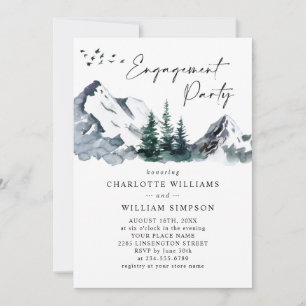 Elegant Mountains Forest Engagement Party QR code Invitation