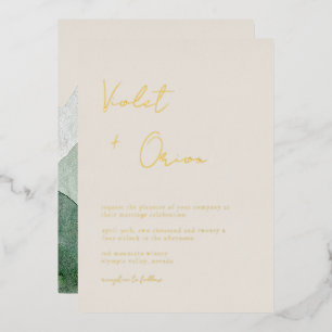 Elegant Mountains Wedding Gold Foil Invitation