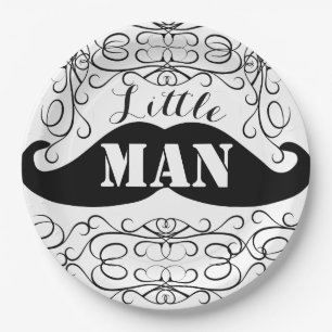Elegant Moustache Little Man Party Paper Plates