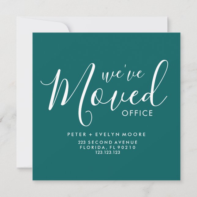 elegant moved office business announcement (Front)