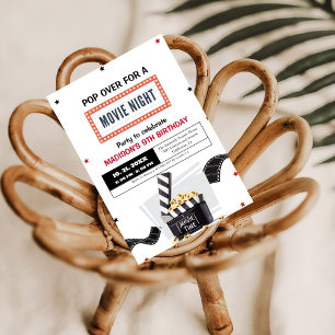 Elegant Movie Night Birthday Party Invitation