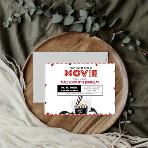 Elegant Movie Night Birthday Party Invitation