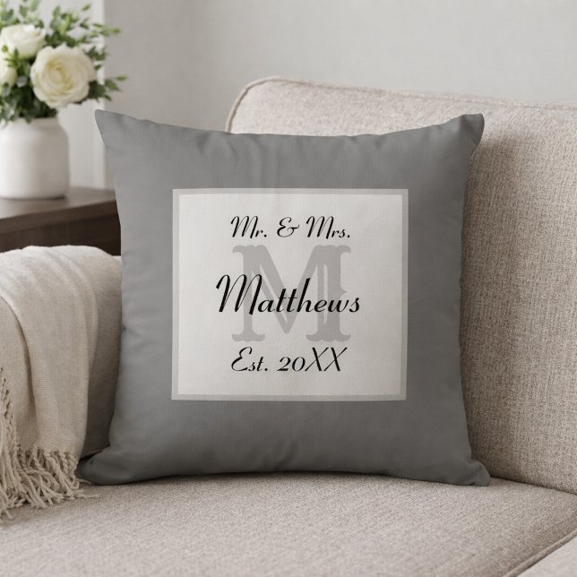 Elegant Mr and Mrs Monogram Cushion (Creator Uploaded)