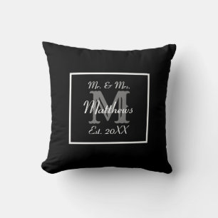 Elegant Mr and Mrs Monogram Cushion