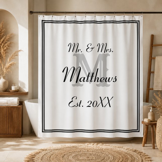 Elegant Mr and Mrs Monogram Shower Curtain (Creator Uploaded)