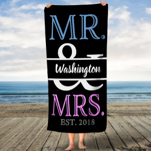 Elegant Mr. and Mrs. Personalised Bath Towel