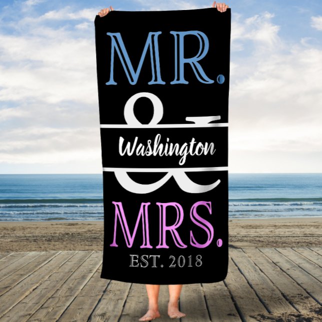 Elegant Mr. and Mrs. Personalised Bath Towel (Creator Uploaded)
