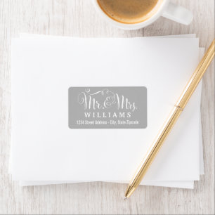 Elegant Mr and Mrs Script Wedding Return Address Label