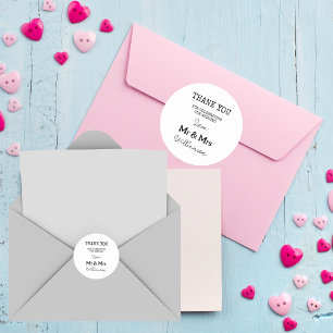 Elegant Mr And Mrs Thank You Classic Round Sticker