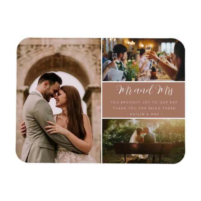 Elegant Mr and Mrs Thank You Photo Collage Magnet (Horizontal)