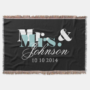 Elegant Mr and Mrs throw blanket for newly weds