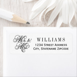 Elegant Mr and Mrs Wedding Return Address Label