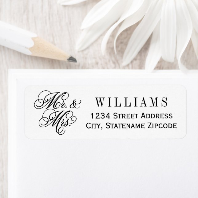 Elegant Mr and Mrs Wedding Return Address Label (Insitu)