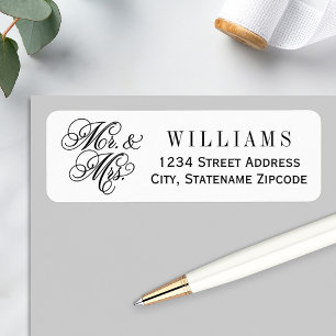 Elegant Mr and Mrs Wedding Return Address Label