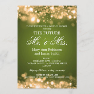Elegant Mr Mrs Couples Shower Gold Sparkle Lights Invitation