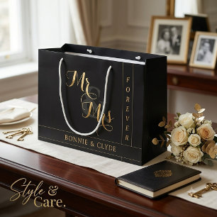 Elegant Mr. & Mrs. Forever Large Wedding Gift Bag