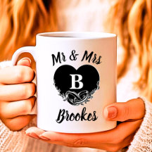 Elegant Mr Mrs Letter B Heart Wedding Thank You