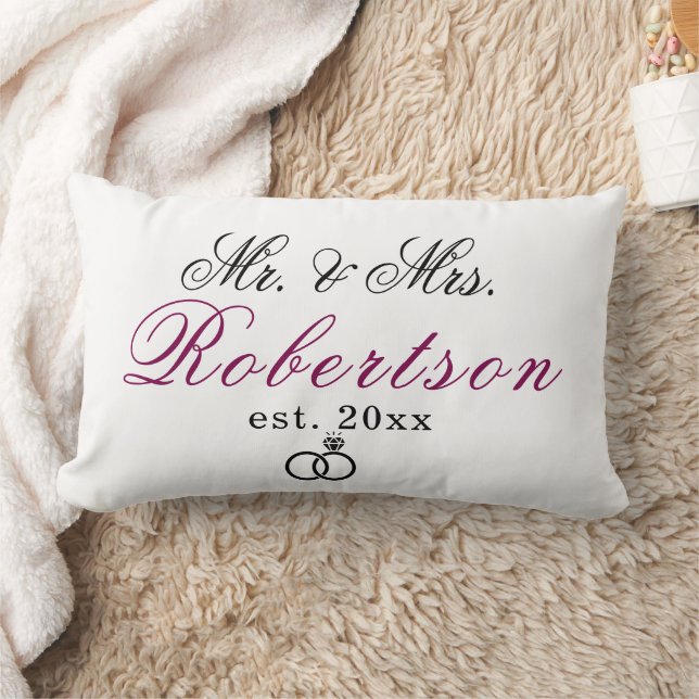 Elegant Mr Mrs Name est. classy script Wedding Lum Lumbar Cushion (Blanket)