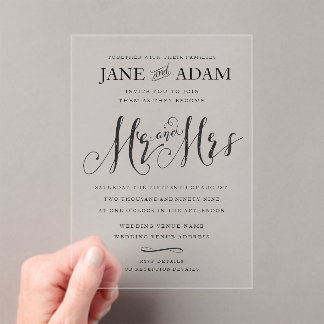 Elegant Mr & Mrs Typography Wedding Invitation