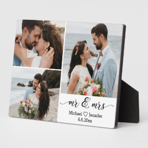 elegant mr &mrs wedding photo collage anniversary plaque